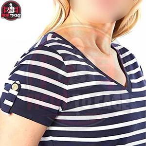 Camisetas de Verano para Mujer, Hechas a Mano, con Contraste de Color Azul y Blanco, Servicio OEM, Ajuste Regular, Transpirables, de Algodón, Precio al por Mayor - Product Image 6