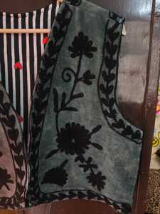 Bohemian Suzani Embroidered Velour Cotton Vest Coat for <b>Women</b> Handmade Floral Ethnic Sleeveless Lightweight Outerwear <b>Waistcoat</b> - Product Image 2