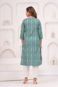 Women Green Printed <b>Kurti</b> Ethnic Casual Wear <b>Kurti</b> - Product Image 2