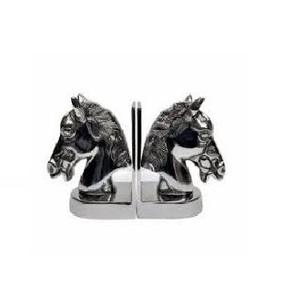 Juego de sujetalibros de ciervo vintage de 2 soportes de libros de aluminio decorativos para estudio de oficina y sala de estar elegante acabado pulido - Product Image 3