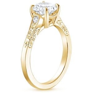 Anillo de Compromiso de Oro Blanco de 14K con Diamante Cultivado en Laboratorio de 1.75 CT, Corte Redondo, Diseño de Filigrana Grabada en el Hombro, para Mujer - Product Image 2