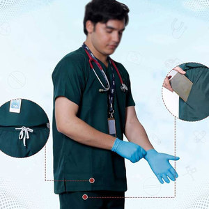 Blouse de laboratoire en coton, service OEM, ensemble de blouses et pantalons d'hôpital en coton et polyester tissé, uniforme d'hôpital unisexe - Product Image 6