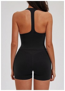 Conjunto de Yoga de Compresión para Mujer al por Mayor Personalizado, Conjunto Deportivo de Sujetador y Pantalones Cortos Elásticos de Secado Rápido con Contraste de Color - Product Image 4