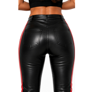 Pantalon en cuir PU taille haute pour filles, pantalon en cuir compressif pour femmes, pantalon en cuir ajusté pour femmes avec poches - Product Image 4