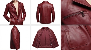 Men's <b>Leather</b> <b>Blazer</b> <b>Jacket</b> Fashion Casual <b>Leather</b> Coat OEM ODM Manufacturer - Product Image 6