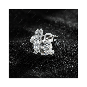 Regalos de Navidad, Pendientes de Diamante Cultivado en Laboratorio de 3.0ct con Certificación GIA IGI, Conejito de Oro Fino, Plata de Ley 925 Chapada, para Él y Ella - Product Image 1