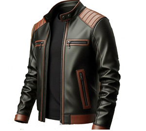 Men's Black & <b>Brown</b> Genuine Lambskin <b>Leather</b> Fashion and Biker <b>Jacket</b> <b>Leather</b> <b>Jacket</b> Lapel Zipper Pocket Slim Fit Casual <b>jacket</b> - Product Image 4