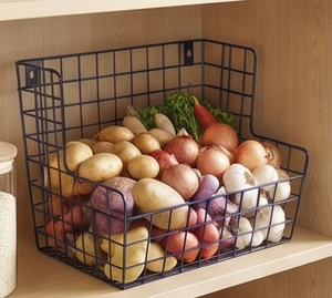 Fine Quality <b>Metal</b> Wire Storage Basket Hanging Simple Multi-Purpose Neatening Organizer Stylish Home Accent - Product Image 6