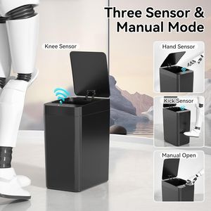 Lot de 2 poubelles intelligentes de 2,6 gallons, petite poubelle automatique pour salle de bain avec couvercle à capteur de mouvement étanche - Product Image 2
