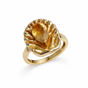 Bague en laiton Moku Jewellery avec citrine facettée, ajustable, élégante, faite à la main, bijoux pour femmes, vente en gros, design de bagues - Product Image 1