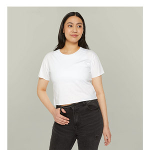 5080 Crop top d'été mignon et écologique pour femmes, vente en gros, t-shirt court vierge personnalisable pour marques de mode féminines - Product Image 4