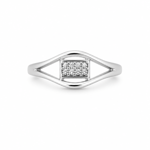 Anillo de Plata de Ley 925 para Mujer, Diseño Hexagonal con Circonita Cúbica, Geométrico, Minimalista, Moderno, Acabado Pulido, para Uso Diario - Product Image 5