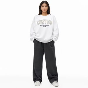 Graphic Print Varsity Lettering Cotton Blend For Women's Hoodies Loose Fit Solid Color Unisex Streetwear Pullover Crew Neck Hood - Product Image 1