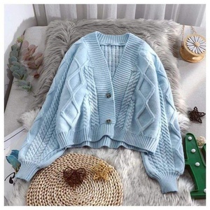 Cardigan en maille à manches longues pour femme, couleur unie, automne-hiver, style manteau et veste - Product Image 3