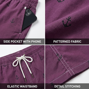 Eco-Friendly Cotton Casual <b>Men's</b> Swim <b>Trunks</b> 2-in-1 Quick Dry Anti-UV Black Anchor Board Shorts Premium Sialkot Export Quality - Product Image 6