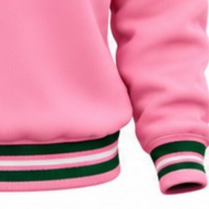 Sudadera Rosa de Punto Acanalado para Mujer con Gráfico de Letras 'Sisterhood' y Patrón de Corazones, Cuello Redondo, Manga Larga, Estilo Casual, Personalizable para Damas - Product Image 4