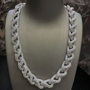 Iced Out Moissanite <b>Statement</b> <b>Necklace</b> 925 Silver Rhodium Plated Link Chain Luxury Unisex Everyday Wear - Product Image 1