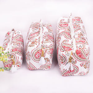 Luxury Eco-Friendly Block Printed Cotton Soft Makeup <b>Bag</b> Storage Cosmetic Organizer Durable Fashion <b>Promotional</b> Gift - Product Image 1