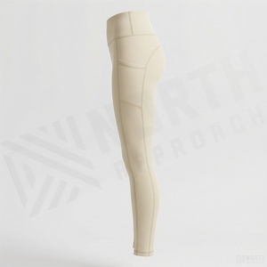 Leggings de yoga pour femmes, taille haute, sans couture, longueur intégrale, couleur unie, tricotés, extensibles - Product Image 3