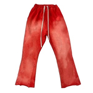Pantalon homme coupe haute, effet vieilli, personnalisé, 100% coton éponge, ourlet coupé, délavé soleil, délavé à l'acide, évasé, respirant, vintage - Product Image 2