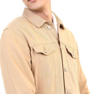 <b>Men's</b> Beige <b>Denim</b> <b>Jacket</b> Turn-down Collar Button Closure Casual Regular Fit Autumn Wear - Product Image 6