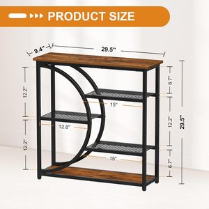 Table console industrielle moderne avec étagères de rangement, structure en métal, table d'appoint en bois pour entrée, salon, couloir - Product Image 2