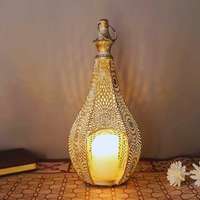 Décoration du Ramadan, porte-bougie en forme de larme fait à la main, écologique, en métal noir vintage, lampe creuse