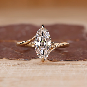Anillo Solitario Vintage con Diamante Moval de Corte Europeo Antiguo, Cultivado en Laboratorio, Oro de 18K Personalizado, Joyería con Diamante Certificado IGI Hecho en Laboratorio - Product Image 1