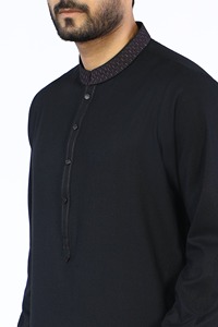 Shalwar Kameez pour homme, tenue traditionnelle unie, matière légère et confortable, coupe décontractée, adapté pour l'été et l'hiver - Product Image 6