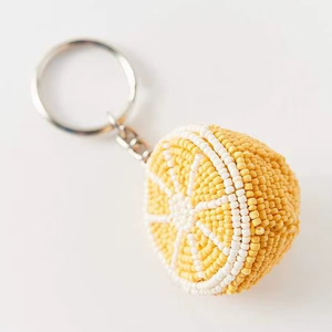 Beaded Orange Slice Keychain Handmade Fruit Bag Charm Aesthetic Gift - Product Image 1