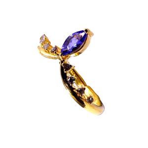 Diseñador 925 plata esterlina chapado en oro compromiso desgaste tanzanita piedra preciosa moda dedo anillo de diamante - Product Image 1