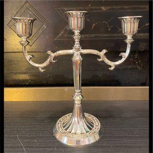 Elegant 3-Arm Silver Candelabra Metal Candle Holder Centerpiece for Wedding <b>Table</b> <b>Decor</b> Luxury Taper Candle Stand Home Ornament - Product Image 1