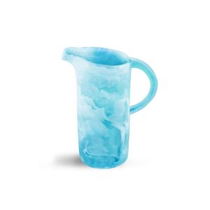 Carafe à eau élégante en résine effet marbre bleu, pichet haut fait main avec poignée, vaisselle décorative pour la salle à manger, la cuisine et la maison - Product Image 4