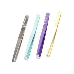 Pince à épiler sourcils bleue à revêtement, prise large, en acier inoxydable, précision, pour le visage, fabricant OEM - Product Image 6