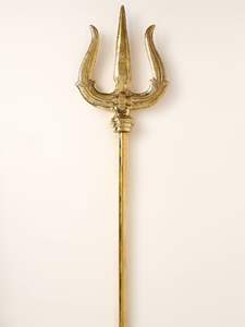 งานแกะสลักจากเขาควายแบบกำหนดเอง รูปออม ทริชูล ทริชูล ประติมากรรมทางศาสนา ของตกแต่งทางจิตวิญญาณ วัสดุตกแต่งบ้านตามหลักวัสดุศาสตร์ สำหรับห้องบูชา - Product Image 3