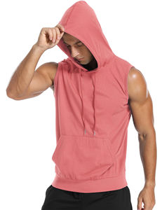 Hoodie de sport sans manches pour homme, coupe ajustée, conçu pour l'entraînement, la musculation, prix de gros, prix bas, personnalisable. - Product Image 5