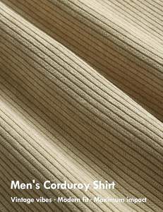Chemise en velours côtelé pour homme, pull à manches longues, polo décontracté, chemise à col avec poche, haut semi-boutonné - Product Image 4