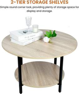 Mesa de Centro Redonda Transformable con Tapa Plegable y Almacenamiento Oculto, Moderna Mesa Elevable con Estructura de Acero y Tablero de Partículas, Estable - Product Image 4