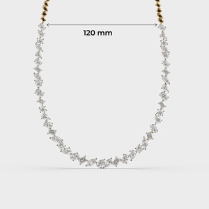 Collar Floral de Oro Amarillo de 18K con Diamantes Cultivados en Laboratorio de Corte Mixto |   Cadena de tenis de lujo con diamantes baguette en forma de pera, certificados IGI |   Regalo - Product Image 5