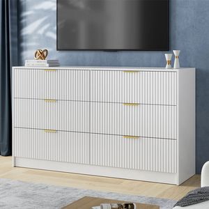 Comò moderno a 6 cassetti per camera da letto o soggiorno armadio in legno con maniglie in metallo organizzatore armadio - Product Image 4