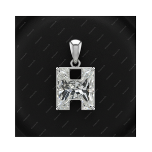 GIA IGI Certified DEF VVS VS Lab Grown Diamond Initial Alphabet Letter H Gold 925 Sterling Silver Solitaire Pendant <b>Gift</b> Him Her - Product Image 1