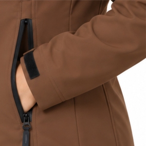 Chaqueta softshell con capucha para mujer, para exteriores, con cremallera completa, cierre frontal liso, diseño de capucha ajustable, bolsillo seguro en el pecho, ajuste cómodo - Product Image 6