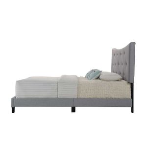Letto Queen Size Venacha in Tessuto Grigio, Elegante Letto Imbottito per Comfort e Stile - Product Image 2