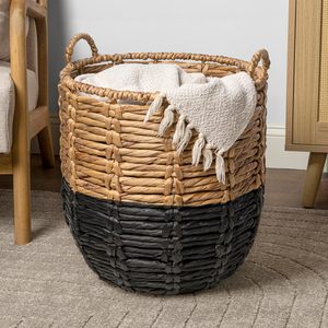 Paniers de rangement rustiques en jacinthe d'eau de haute qualité et écologiques avec poignées pour l'organisation des vêtements, la maison et le bureau - Product Image 6
