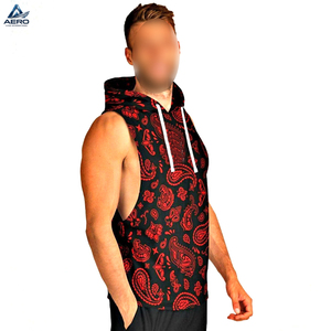 Sudadera sin Mangas con Capucha, Color Negro y Rojo, con Logotipo Personalizado Impreso, Material Transpirable de Tacto Suave, Fácil de Usar, Diseño Único - Product Image 2