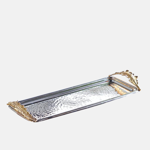Bandeja Decorativa Rectangular de Acero Inoxidable Chapada en Oro con Asas en Relieve, Acabado Metálico Pulido, Gran Venta, Uso en Hoteles - Product Image 3