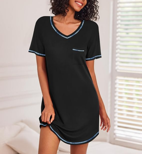 Camisón tipo camiseta con cuello en V, ropa de dormir suave, vestido de pijama para mujer, talla grande, camisón cómodo - Product Image 2