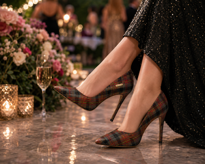 Chaussures à talons aiguilles pour femmes, style écossais, à motif tartan, pour mariage et soirée, à bout pointu, vente en gros - Product Image 4