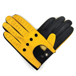 Hot Selling Leather Winter Driver <b>Gloves</b> Yellow And Black Trim Anti Slip Comfortable Breathable Racing <b>Driving</b> <b>Gloves</b> - Product Image 2