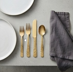 Elegante juego de cubiertos chapados en oro con mango texturizado, apto para lavavajillas, utensilios para boda, pieza decorativa para la mesa. - Product Image 6
